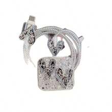 闪光心形保护壳适用于 Apple 18W/20W 原装充电器适配器，软壳 - 銀色 - 查看 5