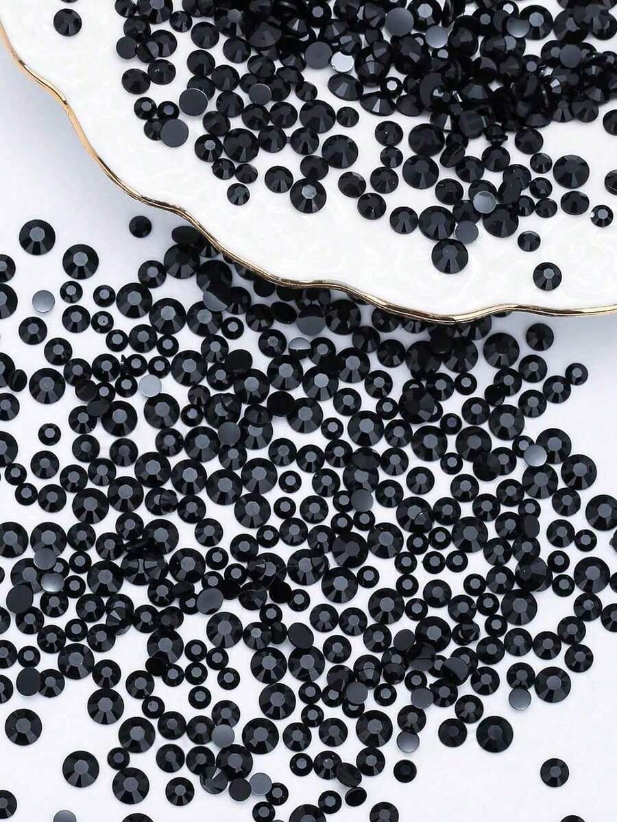 1000/2000/3000 Peças/Saco Cristal Preto 4mm Resina Flatback Strass para Joias de Arte Retrô DIY Decoração, Decoração Artesanal