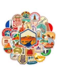 50/100 Stück Retro Reise Aufkleber, geeignet für Laptop Dekoration, wasserfestes PVC Material, Motorradhelm, Auto Aufkleber, Geschenkbox Dekoration, Etikett Aufkleber, Umschlag Versiegelung, Graffiti Aufkleber, Gitarre, Notizbuch, Gepäck DIY Dekoration