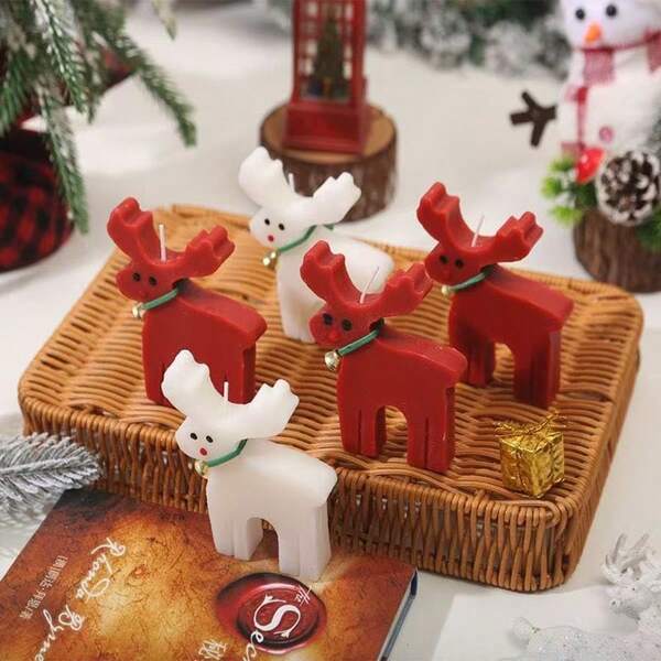 1pc Christmas Aroma Candles Little Elk Atmosphere Small Gift Souvenir Home Fragrance Shape Wax Decoration Ornaments Home Decor Christmas Decorations Room Decor, Christmas Gifts