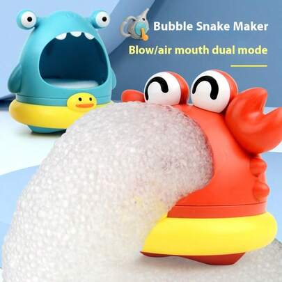 Juguete soplador de burbujas de serpiente para niños pequeños, lindo fabricante de burbujas de animales con modo de soplado/aire dual, juguete de baño y al aire libre duradero para el verano, regalo de verano perfecto para niños y niñas