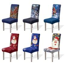 1/4/6/100pcs Christmas Print Stretch Chair Covers, Home/Hotel/Restaurant/Dining Chair Slipcovers, Cartoon Holiday Decor - Multicolor - View 2