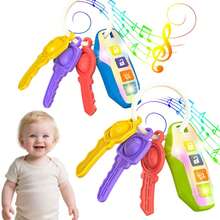 1 Stück Baby Beißring Auto Schlüssel Musikspielzeug, weiches Silikon, Simulation Auto Schlüssel Spielzeug mit Musik/LED Licht, mehrere Geräusche, Frühkindliche Bildung Sensorisches Spielzeug, Baby Essentials, Baby Spielzeug für Mädchen Jungen Weihnachts-/Halloween-Geschenke (Batterie inklusive) (Zufällige Knopffarbe)