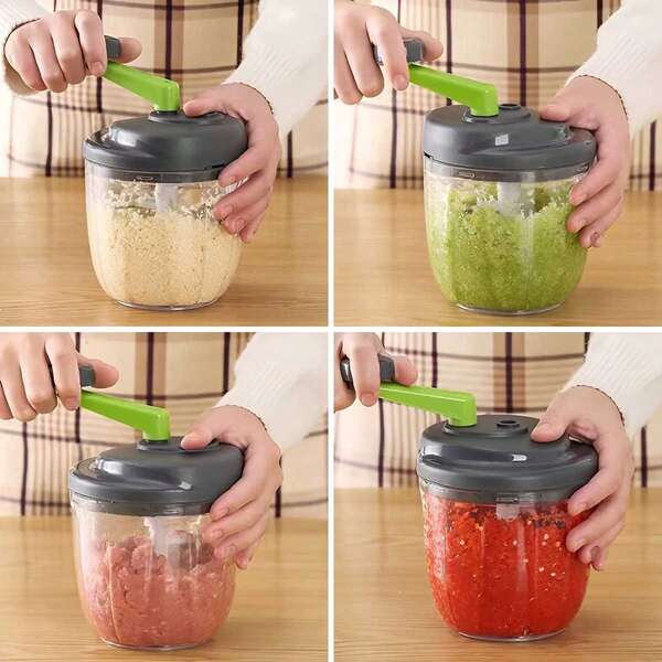 (رمادي، يشمل 1 * خفاقة) 900 مل / 5 شفرات (520 مل 3 شفرات) عصارة ثوم يدوية - بضائع عادية