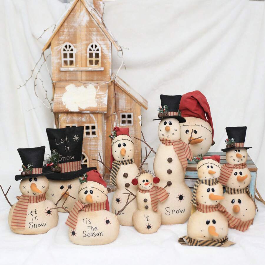 Christmas New Arrival Khaki Vintage Style Snowman Plush Doll