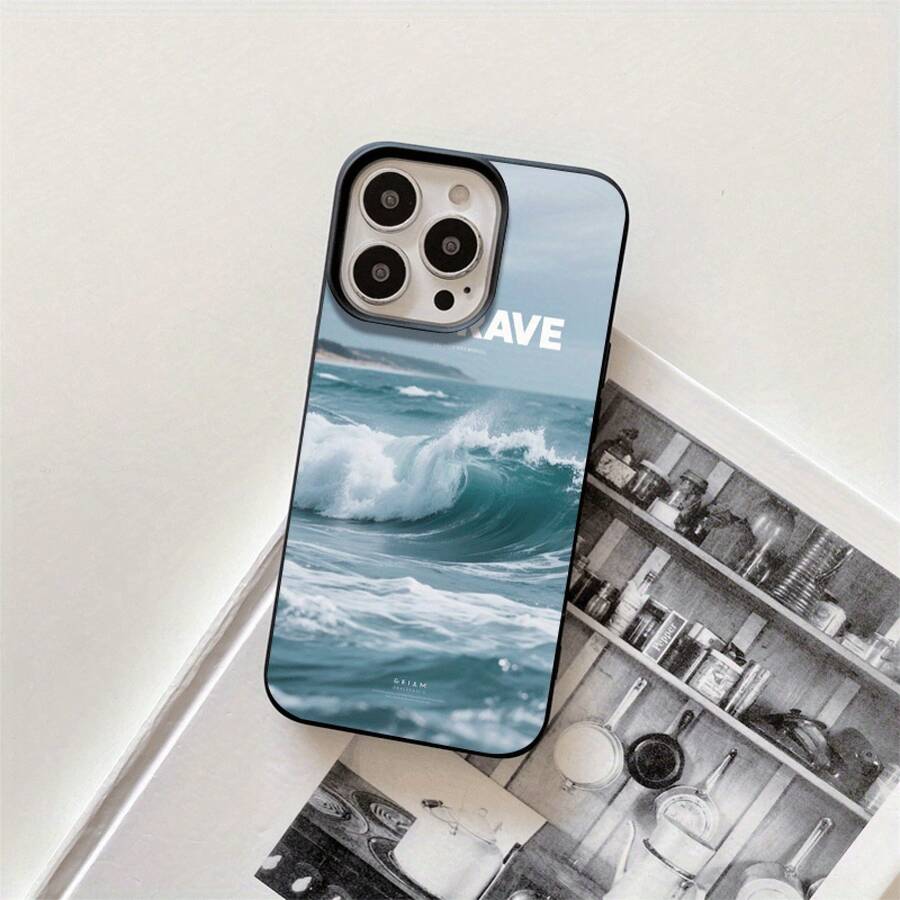 Fundas de imitación para phone con diseño de letras onduladas y orificios grandes. Compatibles con phone 16 Pro, 16, 15 Pro, 14, 14 Plus/14 Pro, 13, 13 Pro, 12 Pro y 11/11 Pro. Regalos para cumpleaños y celebraciones. - Negro - Ver 1