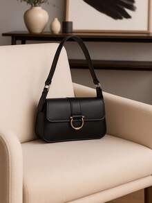 Women's Shoulder Bag Buckle Design Fashion Stylish Elegant - 黑色 - 查看 2