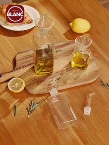 1pc Glass Oil Bottle, Clear Oil Bottle Dispenser, Oil Can, Condiment Container, Kitchen Utensil, Kitchen Supplies, Kitchen Accessory - Multicolor - View 2