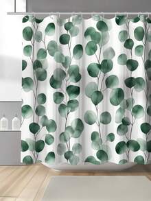 1 قطعة ستارة دش مقاومة للعفن والماء مطبوعة رقميًا بتصميم هندسي بسيط لقطة في حوض الاستحمام، مع 12 خطاف بلاستيكي وحلقات معدنية، إكسسوار حمام متين وقوي - متعدد الألوان - مشاهدة 9