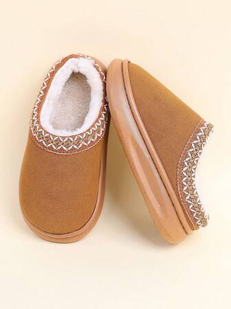 1 Pair Padded Warm Slippers, Unisex Simple Soft Sole Thick Indoor Warm Slippers