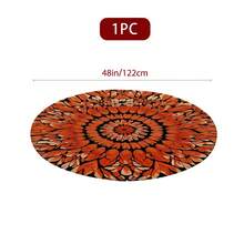 1/36 piezas Mantel redondo de 48 in/54 in con estampado digital de patrón retro y contraste bohemio, mantel elástico para protección, resistente a arañazos, adecuado para uso diario, interior/exterior, decoración del hogar, idea de regalo, camping, viaje