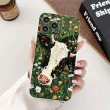 Funda protectora blanca mate a prueba de caídas y golpes con diseño lindo de vaca, apta para iPhone 11, 12, 13, 14, 15, 16 Pro Max, XS, XR, X, 7, 8 Plus, Mini, SE, puede ser un regalo para amigos hombres o mujeres