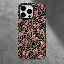 Fundas y carcasas protectoras con un lazo de color claro y un pequeño estampado de leopardo, con orificios grandes, compatibles con phone 16 Pro, 16, 15 Pro, 14, 14 Plus, 14 Pro, 13, 13 Pro, 12 Pro y 11/11 Pro. Regalos para cumpleaños y celebraciones. - Negro - Ver 5