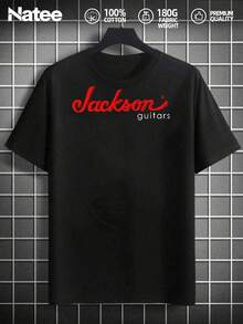 Jackson Guitars Premium Quality Black T-Shirt,Men's Summer Round Neck Short Sleeved Casual Cotton Print - 黑色 - 查看 1