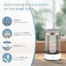 Efficient Electric Makeup Brush Cleaner Machine, Automatic Makeup Brush Cleaner For 3-4 Brushes At A Time, 7000 RPM Ensures Thorough Cleaning, Includes Silicone Pad For Irregularly Sized Brushes - mặc định - Xem 6