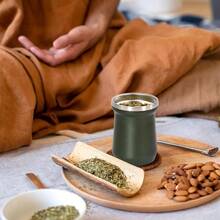 Yerba Mate Cup 5 Oz, Yerba Mate Gourd And Bombilla Straw Set, Stainless Steel Double Wall Vacuum Insulated Tea Cup Dark Blue