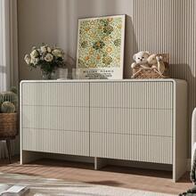 BVFUKA Beige Curved 6 Drawer Dresser Push To Open Modern Curved Storage For Bedroom Living Room Closet - Màu be - Xem 5