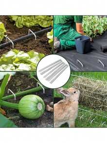 镀锌U型花园套装15*4cm景观钉固定隔离布景观地被草坪U型钉园艺防草布固定塑料薄膜插入镀锌钢U型钉草皮钉适用于隔离布 - 銀色 - 查看 6