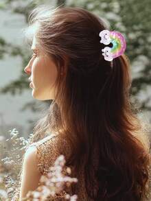 1/2 piezas Pinzas para el cabello de acrílico con diseño lindo de estrella, nube y arcoíris, pinzas personalizadas para coleta, adecuadas para uso al aire libre, fiestas, festivales, San Valentín, Acción de Gracias, Navidad, cumpleaños - Mejor regalo de accesorios para el cabello de clip elegante para mujer para vacaciones