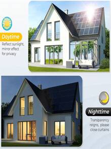 Película de privacidad para ventana unidireccional, Tinte para ventanas para el hogar, Bloqueador de calor UV que bloquea el sol, Película espejo reflectante que permite ver hacia afuera pero no hacia adentro, Cubierta removible con estática para puerta de vidrio, Negro Plateado - Negro - Ver 5
