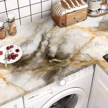 1 Rolle selbstklebende silberne Tapete, wasserdicht, ölbeständig, verdicktes Folienmaterial, luxuriöse, leicht reißbare Abzieh- und Klebetapete, geeignet für Küchenrückwand, Bürotrennwände, begrenzte Stückzahl - Verschiedenfarbig - View 5