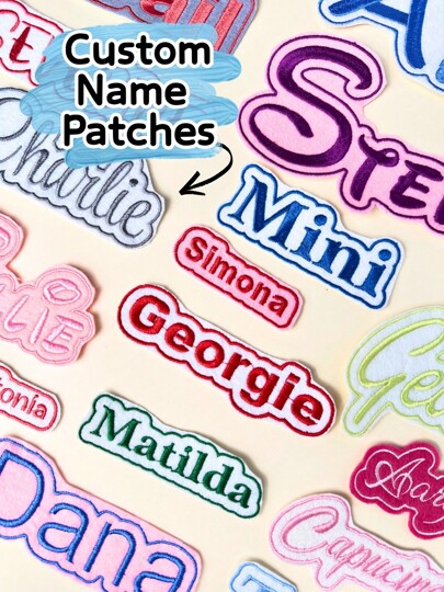 1/3/5pcs Custom Embroidered Name Patches – Personalized Iron On / Sew On Fabric Patch 3-6 Inch, Stylish Letter Embroidery Badge For Jackets, Hats, Backpacks, DIY Clothing Decorations, Unique Gifts For Mother's Day, Birthday, Graduation & Christmas
