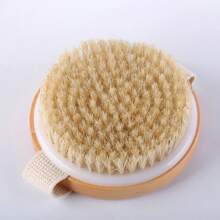 Dry Brushing Body Brush For Lymphatic Drainage Cellulite, Bath Body Wash Brush For Cleansing And Exfoliating Showering Natural Wood, Size 10.5x10.5(CM) Round