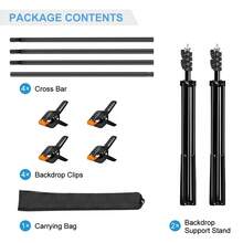 Puluz 2 X 2m/2 X 3m Photo Studio Background Support Stand Backdrop Crossbar Bracket(Black)