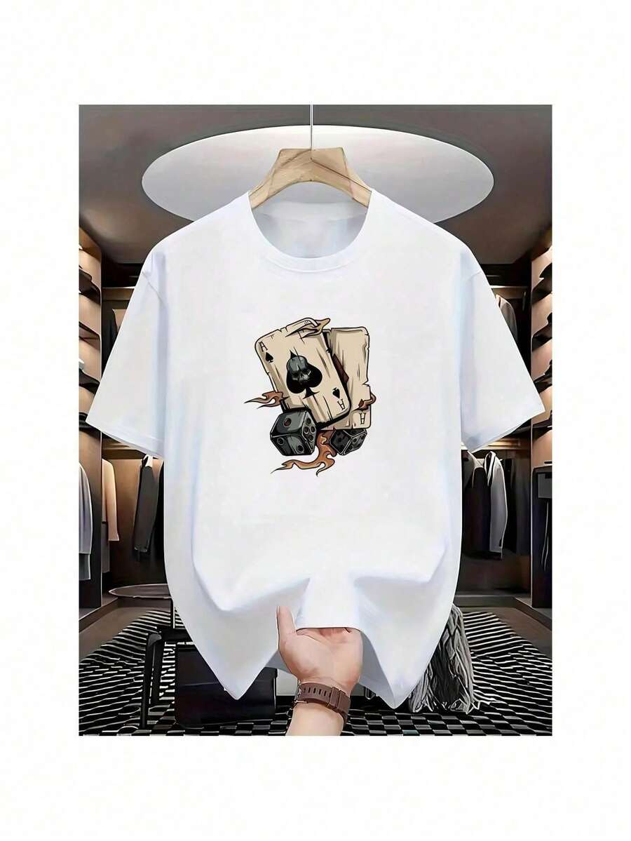 Schwarzes Baumwoll-T-Shirt mit kurzen Ärmeln und aufwendigem Totenkopf- und Maschinenmotiv – ideal für Teenager. Rundhalsausschnitt, Kurzarm, modisches Sommer-T-Shirt. - Weiss - Übersicht 1