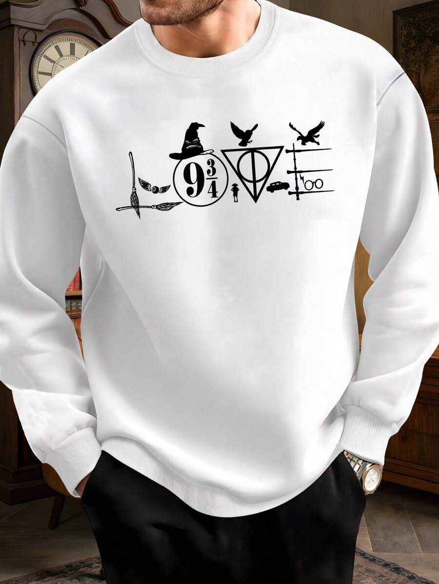 1 Regular Crew Neck Sweatshirt With Harry Potter Print. Men's Crew Neck Loose-Fitting Long Sleeve Sweatshirt. Women's Loose-Fitting Sweatshirt. 100% Polyester (250g)
