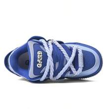 Q-AND  Women's Casual Sneakers, Outdoor Skateboard Shoes, Women's Thick-Soled Skateboard Shoes | Low-Top Shock Absorption, Thick Shoelaces With Waffle Soles | Breathable Casual Sneakers | Fashion Sneakers | Must-Have For Outdoor Street Travel - 藍色 - 查看 5