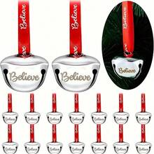 10pcs Christmas Sleigh Bell With Red Ribbon - 1.5 Inch Mini Metal Bells, Suitable For Tree, Wedding, Shower And Party Decoration Home Decor Christmas Decorations Room Decor Winter Christmas Decorations Home Christmas Gifts Christmas Decor - Multicolor - View 2