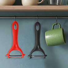 2 Pcs Y - Shaped Swivel Potato Peeler, Stainless Steel Vegetable Peeler Peeler Kitchen - Black and Red + Y-Shaped - View 6