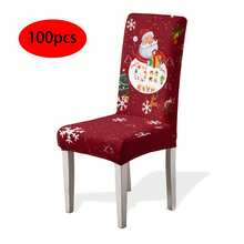 1/4/6/100pcs Christmas Print Stretch Chair Covers, Home/Hotel/Restaurant/Dining Chair Slipcovers, Cartoon Holiday Decor - Multicolor - View 32