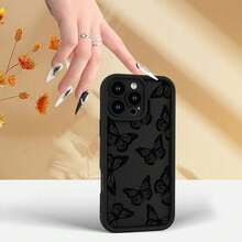 Butterfly Print Mobile Phone Case Suitable for iPhone16 15 14 13 12 11 XS XR X 7 8 12/13 Mini Plus Pro Max SE Birthday/Valentine's Day/Gifts for Boyfriend/Girlfriend - Schwarz - Übersicht 4