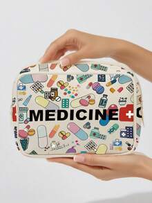 New Medicine Cosmetic Bag - Medical Bag,Toiletry Bag, Travel Essentials, Colorful Design For Medicines, Cosmetics & Travel Essentials - Ideal Gift For Friends & Family, Personal Care Organizer | Playful Design, Medicine Storage Bag Portable Travel Toiletry Bag With Zipper, Aviation Standard Cosmetic Bag, Can Store Medicines, Medical Kits, Etc.(Pattern Randomly Cut) Medicine Bag Medicine Organizer For Travel For Outdoor First Aid Bag