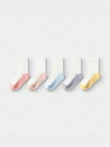 Tất trẻ em 5 đôi, cotton dài đến bắp chân - Chống trượt, thoáng khí - tông màu trắng đỏ - Xem 1