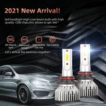 2 件 45000LM H1 H4 H7 H11 H13 超亮 LED 灯泡 9005 HB3 9006 HB4 进口 DOB 芯片汽车 LED 远近光雾灯车头灯汽车大灯，不含电池 - 銀色 - 查看 4