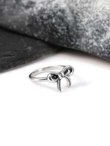 1 Piece Of Simple And Unique Silver Ring, Bow DIY Pendant, Exquisite Jewelry Gift For Women - Bạc - Xem 4