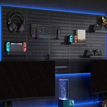 1pc Punch-Free Pegboard, Wall Storage Rack, Easy Installation Household Hole Board Wall Shelf, Wall Hanging Storage Rack, Study E-Sports Room Storage Display Rack, Kitchen Storage Accessories - Multicolor - View 6