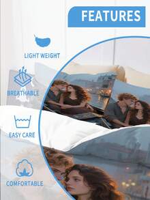 3pcs Customized Personalized Double-Sided Duvet Cover Set, Polyester Material, Suitable As Gift For Children And Couples. Note: The Pillowcase Is Single-Sided Design, With The Same Pattern As The Front Of The Duvet Cover.