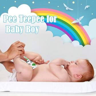 12 Pcs Baby Boy Pee Shield Diaper Changing Accessory Reusable Pee Covers Baby Boy Pee Cap For Newborn Boys, Stars Flowers Design Random Color