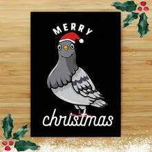 [Festive Family Friends Card] Funny Christmas Pigeon & Santa Hat Greeting Card With Envelope - Perfect For Family, Friends, Colleagues, Bosses - Festive Holiday & New Year's Wishes, Best For Christmas - Multicolor - View 4