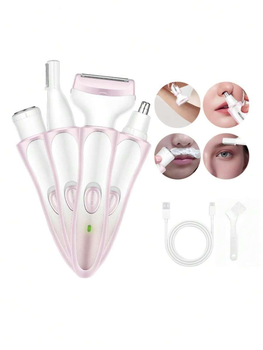 MIGUAN 4-In-1 Electric Shaver And Trimmer Set: Nose Hair Trimmer, Eyebrow Trimmer, Body Hair Trimmer, USB Rechargeable - Multi-Functional Body Groomer, Perfect Gift For Women