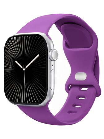 1 件男女通用时尚休闲纯色硅胶蝴蝶扣表带，兼容 38 毫米 40 毫米 41 毫米 45 毫米 46 毫米 44 毫米 42 毫米 49 毫米，柔软舒适防水腕带，兼容 系列 SE8/7/6/5/4/3/2/1 替换表带配件