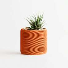ORIZZONTE Modern Decorative Vase With Spiral Wave Texture – Creative Design For Plants, Cactus, Bonsai – Home/Office Gift Idea – Available In 2 Sizes – 100% Made In Italy, Shipping From Italy - 橘色 - 查看 4