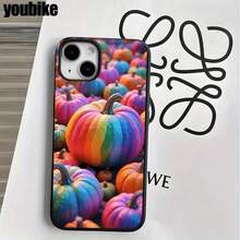 Fundas y carcasas protectoras con orificios grandes, diseño de calabaza colorida, compatibles con phone 16 Pro Max, 16, 15 Pro, 14, 14 Plus/14 Pro Max, 13, 13 Pro, 12 Pro y 11/11 Pro. Regalos para cumpleaños y festivales - Blanco - Ver 2