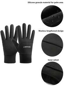 1 Pair Winter Warm Thermal Lined Gloves, Windproof Waterproof Anti-Slip Outdoor Cycling Gloves, Suitable For Children 14 Years Old And Above