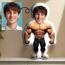 Customized Throw Pillow, Portrait Customization Double-Sided Printing, Cute Cartoon Design Bedside Companion Mini Dolls Sofa Cushion, Birthday Gift - Upload Pictures to Customize Pillows - View 7