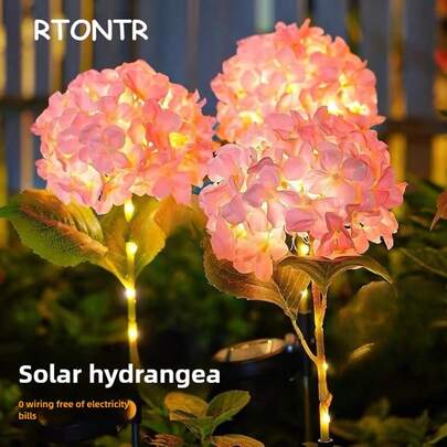 RTONTR 1 pieza Luces solares de jardín rosas, luces solares impermeables con flores de hortensias moradas LED para paisaje de patio, exterior, sendero, decoración de Navidad y boda (luz cálida). Se seleccionarán modelos antiguos y nuevos al azar